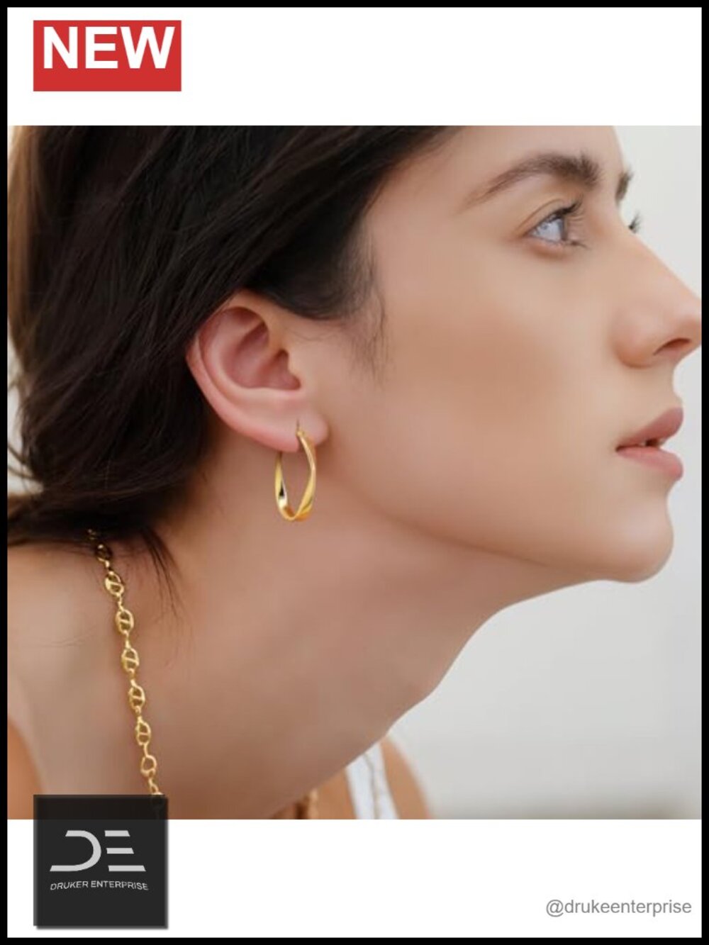14K Gold Plated Twisted Hoop Earrings for Women